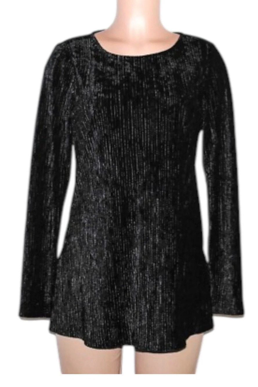 Dennis Basso Velour Boat Neck Tunic with Side Slits Black - Regular
